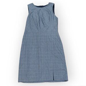 Banana Republic Sheath Dress Academia Core Windowpane Blue Plaid Lined Sz10 NWOT